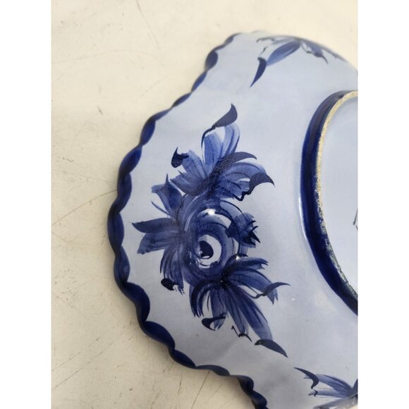 Vintage Portugal Pottery Floral Square Ceramic Serving Bowl Hand Painted Ruffle - Picture 5 of 8